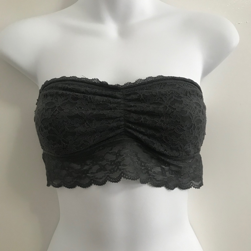 Dark gray lace bandeau style bralette